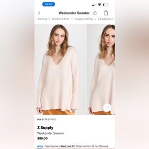 Z Supply Cream Weekender V-Neck Sweater